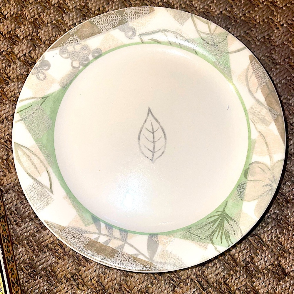 9 Corelle Impressions chip/break resistant. 7-1/4”Salad/Dessert textured Leaves - Picture 5 of 6